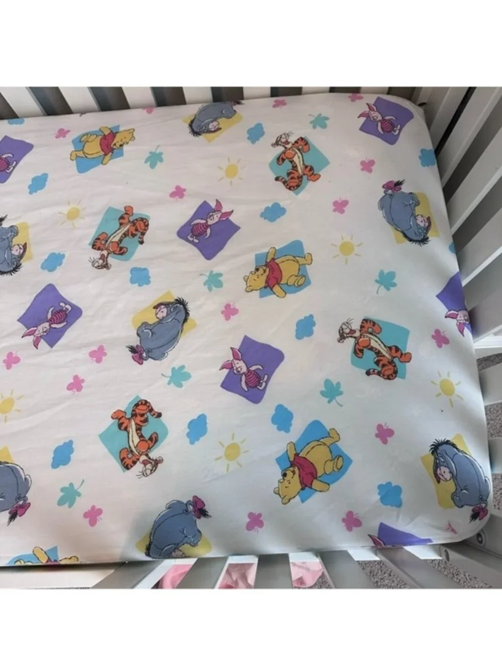 Disney | Vintage Winnie The Pooh Crib Sheet and Reversible Tigger Pillow Case